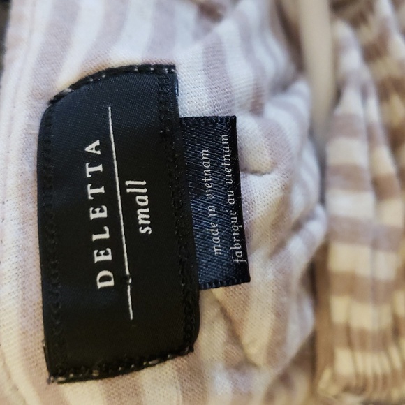 Anthropologie Deletta Tan & White Nautical Striped Tank w/Pleated Details Size S - Picture 8 of 9